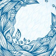 Blue hair waves doodle circle frame