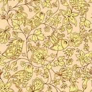 flowers and birds seamless texture pattern N17