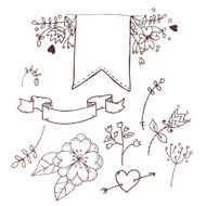 Hand drawn vector illustration Romantic collection with ribbons N2