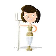 cartoon happy farmer girl N13