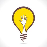 creative design of bulb with hand concept