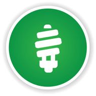 Light bulb on green button vector