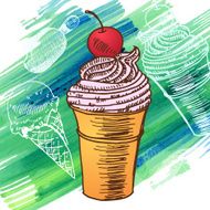 Doodle ice cream frozen dessert style sketch N5