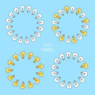 Hand drawn frame of light bulbs Idea symbol Vector illustration