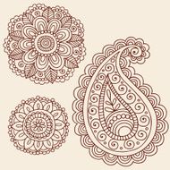 Henna Mehndi Doodle Paisley Design Elements N4