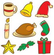 Set of Christmas icon in doodle style