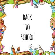seamless frame border with school icons