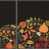 Autumn vertical banner set Leaves branches berries acorn N2