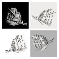 Old district sketch with city road for your design
