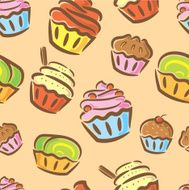 Cupcake seamless pattern N11