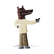 cartoon pointing wolf man N11