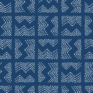Hand drawn seamless indigo folk pattern N6