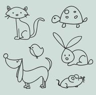 Hand Drawn Cartoon Pets N2