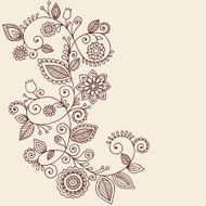 Henna Mehndi Paisley Flower Vine Doodle