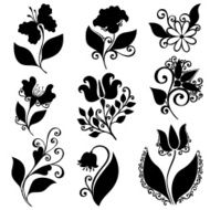 Vector Set of Flowers Stencils Isolated N6