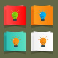 Set of simple icons flat color light bulbs N3
