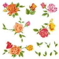 Watercolor Roses Set - floral background