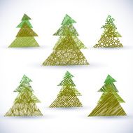 Christmass tree seamless pattern hand drawn lines textures N3