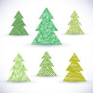 Christmass tree seamless pattern hand drawn lines textures N4