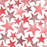 Red stars seamless pattern vector hand drawn background N2