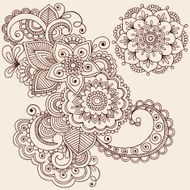 Henna Mehndi Flowers and Paisley Doodle