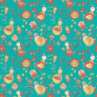 Seamless texture with flowers and birds N4