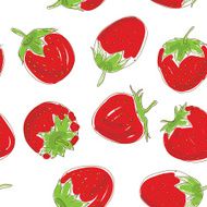 Seamless pattern red strawberries white background Hand drawn sketch vector
