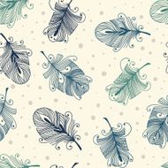 Pattern with hand-drawn feathers N24