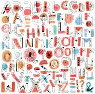 Vector watercolour and pencil doodle alphabet