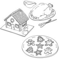 Christmas food in black and white