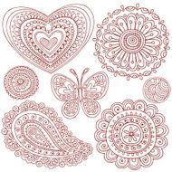 Henna (Mehndi) Paisley Doodle Design Elements