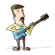 cartoon man playing electric guitar N28