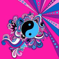 Psychedelic Groovy Yin Yang Vector Illustration