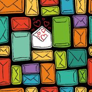 Vector seamless pattern many letters and one with love