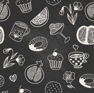 food Pattern Vector Seamless Background Chalkboard