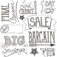 Hand Drawn Doodle Style Sale Design Elements