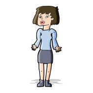 cartoon woman shrugging shoulders N732