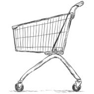 vector sketch illustration - trolley for shopping