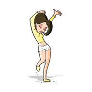 cartoon pretty woman dancing N29