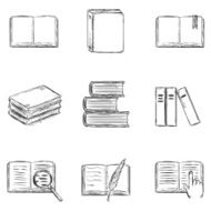 Vector Set of Sketch Books Icons