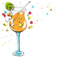 Glass of cocktail at the party decorations background