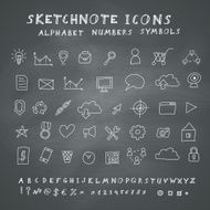 Vector Doodle Icons on Blackboard