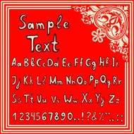 Cartoon font Upper and low case signs numbers
