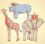 Hipster animals vector vintage background