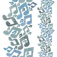 Music theme seamless pattern with notes vertical composition N3