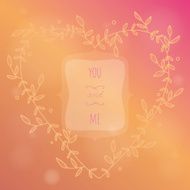 Colorful wedding template with a heart-shaped wreath