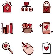 Love heart icon set