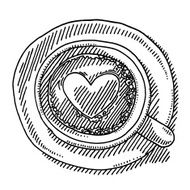Cup Of Coffee Top View Heart Drawing N2