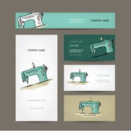 Business cards design sewing maschine sketch