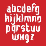 Lowercase calligraphic letters drawn with ink brush sans serif